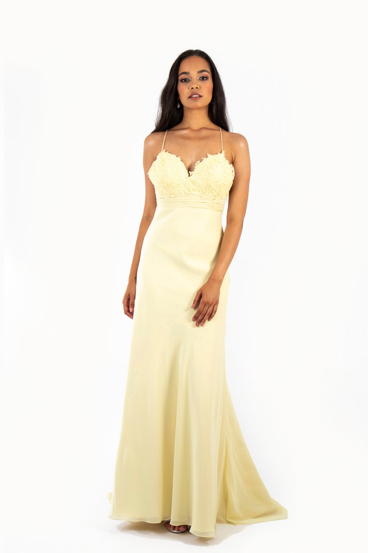 'ANNA' Lace Applique Sweetheart Chiffon Flare-Cut | Buttercup