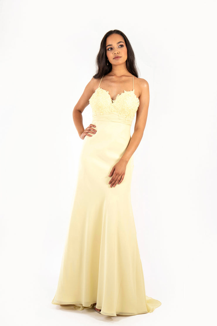 'ANNA' Lace Applique Sweetheart Chiffon Flare-Cut | Buttercup