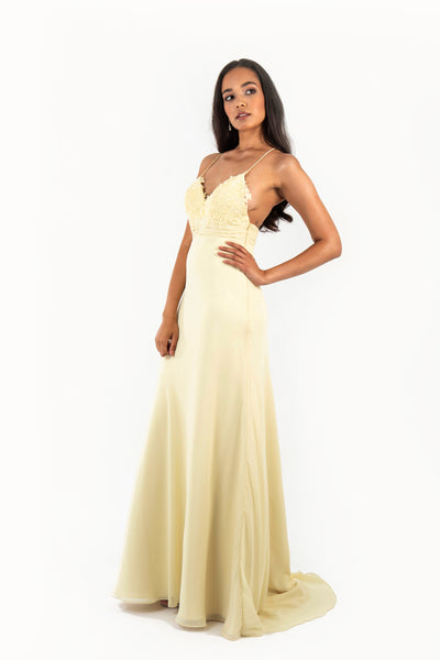 'ANNA' Lace Applique Sweetheart Chiffon Flare-Cut | Buttercup