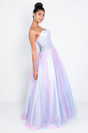 'UNICORN' Waterfall Beaded Tulle Ball Gown | Pink Blue