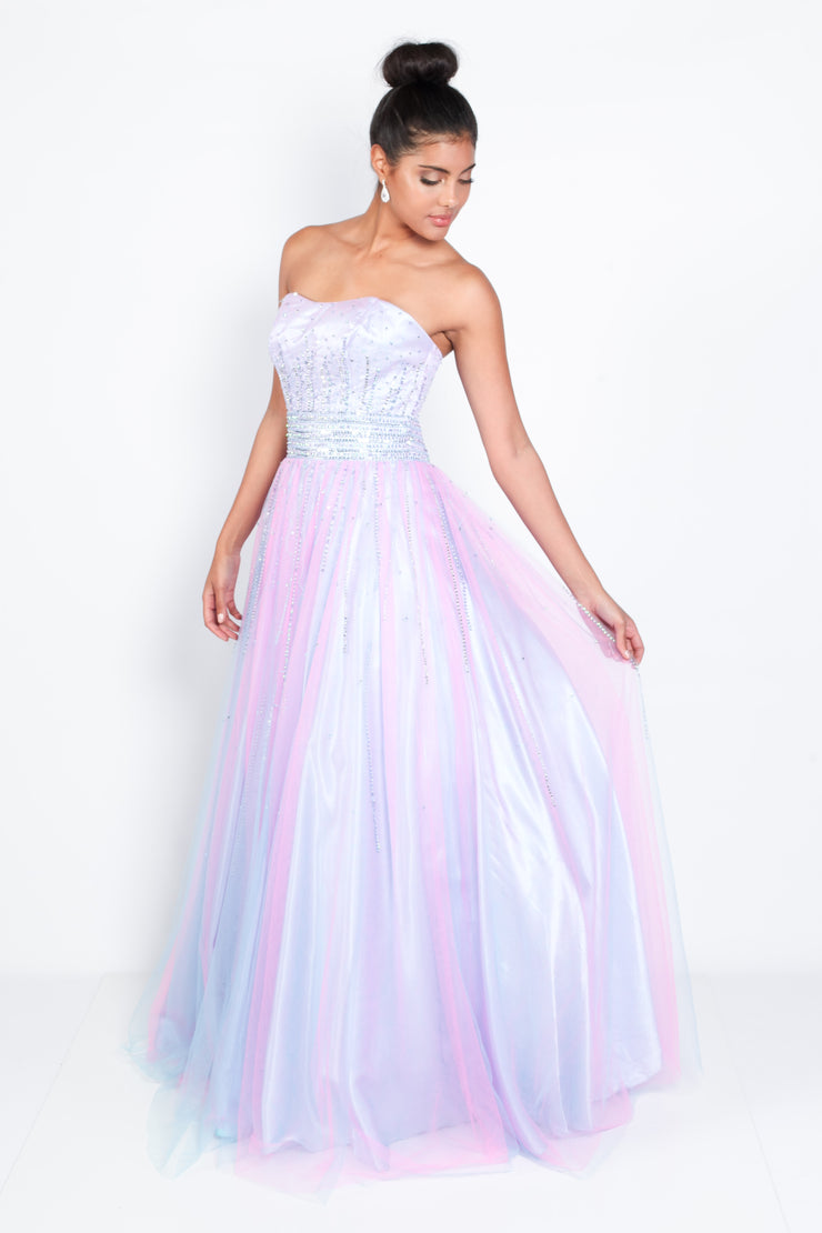 'UNICORN' Waterfall Beaded Tulle Ball Gown | Pink Blue