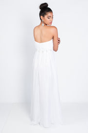 'MICHELLE' Strapless Beaded Belt Chiffon Empire | White