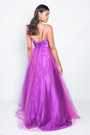 'KEISHA' Beaded Sweetheart Strap Tulle Ball Gown | Purple Pink