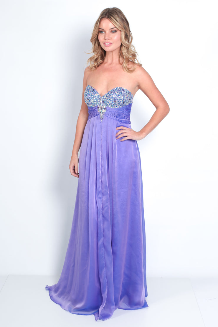 'TIANA' Beaded Strapless Sweetheart Chiffon Empire | Lilac