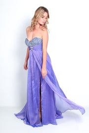 'TIANA' Beaded Strapless Sweetheart Chiffon Empire | Lilac