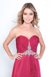 'ROYALE' Beaded Sweetheart Chiffon Empire | Cerise Red