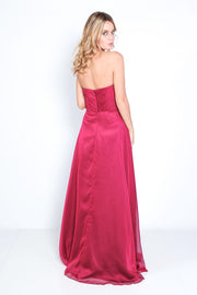 'ROYALE' Beaded Sweetheart Chiffon Empire | Cerise Red