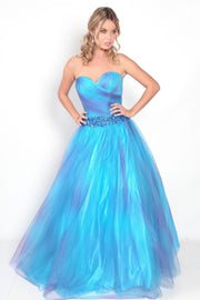 'POWDER' Pleated Strapless Sweetheart Ball Gown | Blue Purple