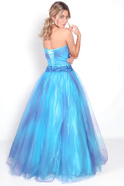 'POWDER' Pleated Strapless Sweetheart Ball Gown | Blue Purple