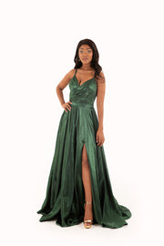 'HARPER' Pleated Sweetheart Open Back Empire | Emerald