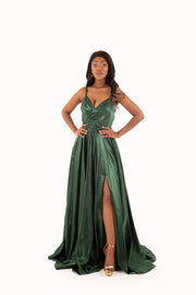 'HARPER' Pleated Sweetheart Open Back Empire | Emerald