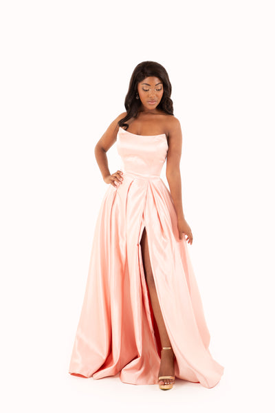'ROSE' Scoop Neck Open Back Formal Dress | Peachy Pink