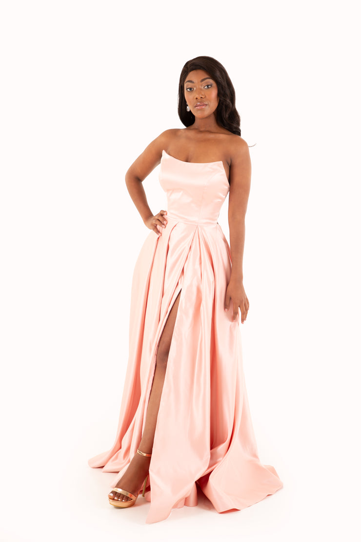 'ROSE' Scoop Neck Open Back Formal Dress | Peachy Pink