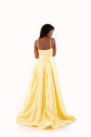 'PIPER' Round Strap Pleated Satin Empire | Yellow