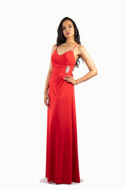 'LUCY' Beaded Jersey Fitted Strappy Back Flare-Cut | Ferrari Red