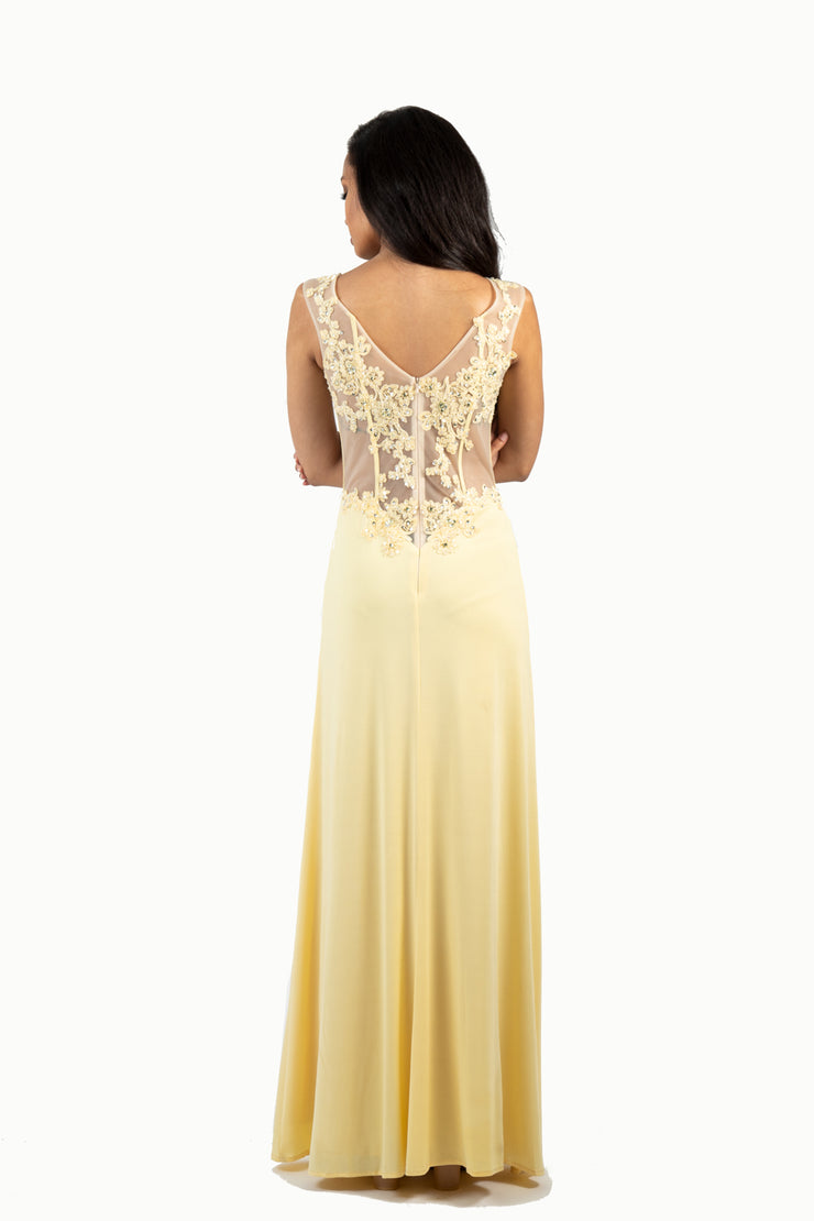 'LISA' Beaded Boned Lace Jersey Flare-Cut | Buttercup