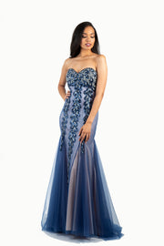 'FAVIANA' Beaded Sweetheart Tulle Mermaid | Navy Nude