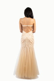 'MIKA' Beaded Sweetheart Tulle Mermaid Dress | Champagne