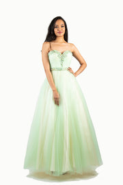 'LILY' Beaded Sweetheart Top Tulle Ball Gown | Mint Champagne