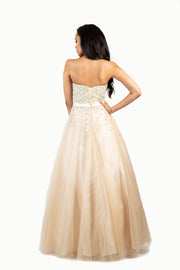 'HAILEY' Beaded Sweetheart Bow Tulle Ball Gown | Champagne