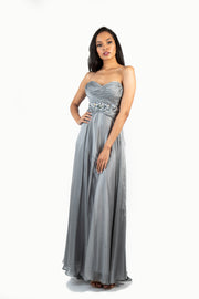 'HAZEL' Strapless Beaded Sweetheart Chiffon Empire | Grey